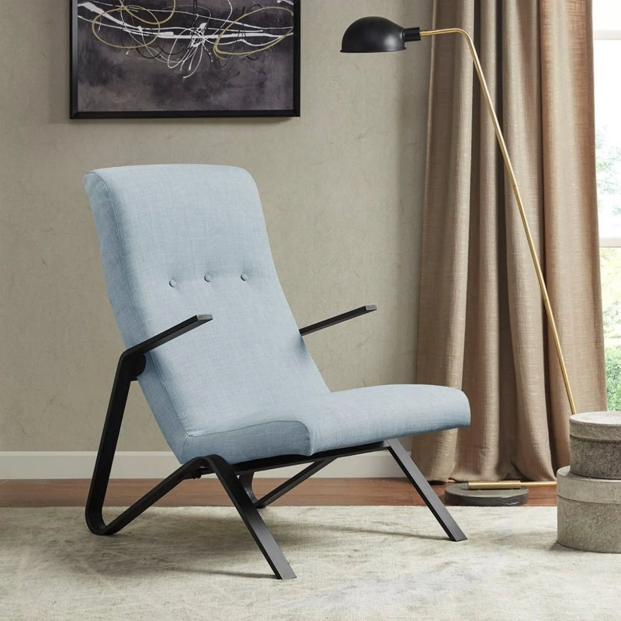 Manhattan - Accent Chair With High Back Support - Light Blue - Furniture Home Direct