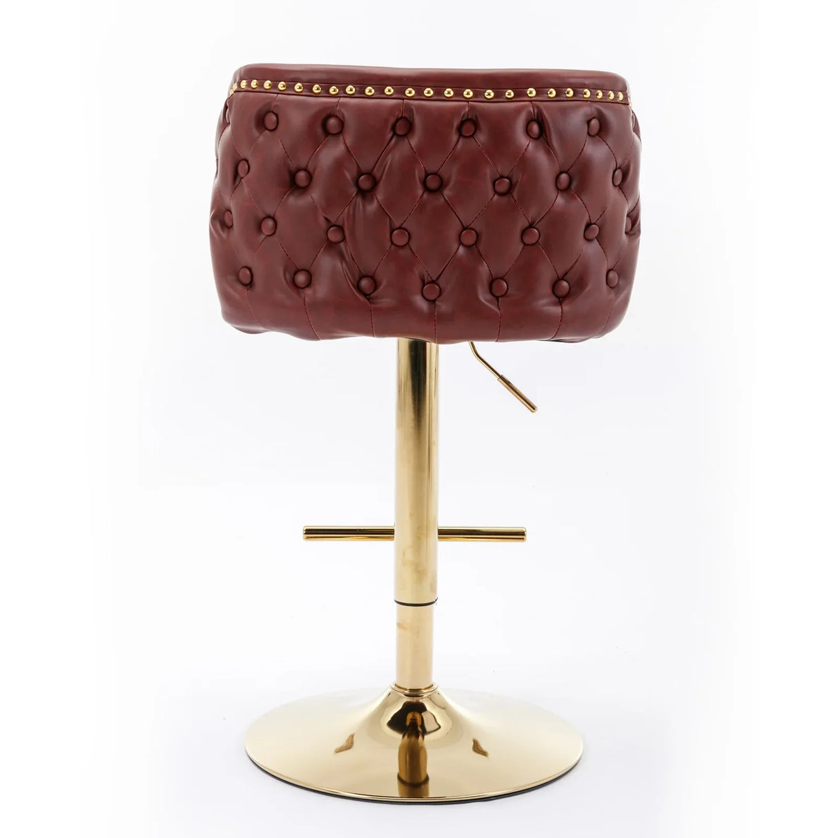 Counter Height Bar Stool Tufted Leather Swivel Burgundy - Furniture Home Direct