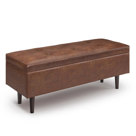 Shay - Large Square Coffee Table Storage Ottoman Mid-Century Style - Furniture Home Direct