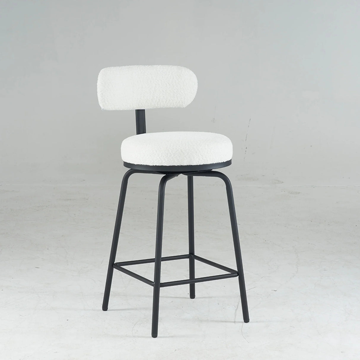 Counter Height Bar Stool Swivel Fabric Upholstery White - Furniture Home Direct