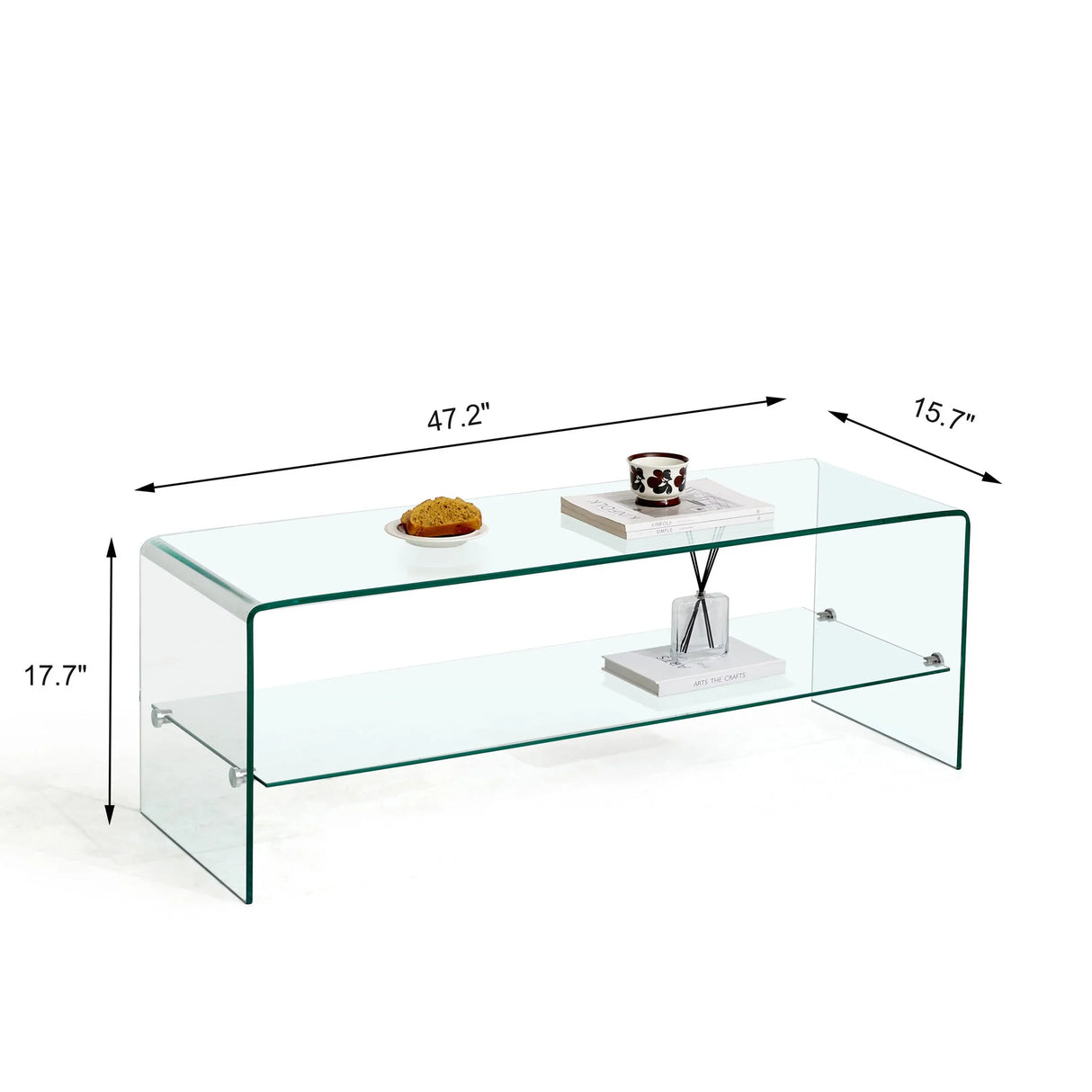 Clear Glass TV Table, Tempered Glass Stand For Living Room Decor - Transparent - Furniture Home Direct