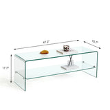 Clear Glass TV Table, Tempered Glass Stand For Living Room Decor - Transparent - Furniture Home Direct
