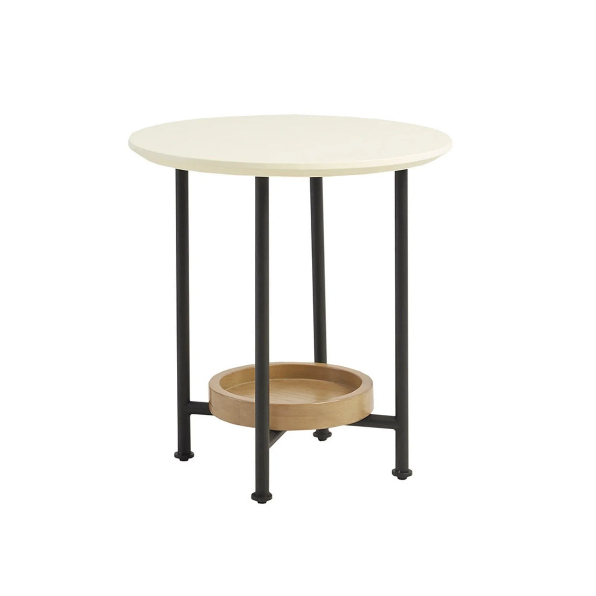 Oval End Table With Metal Legs - White / Natural - Furniture Home Direct