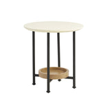 Oval End Table With Metal Legs - White / Natural - Furniture Home Direct