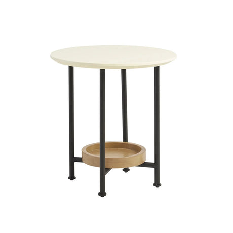 Oval End Table With Metal Legs - White / Natural - Furniture Home Direct