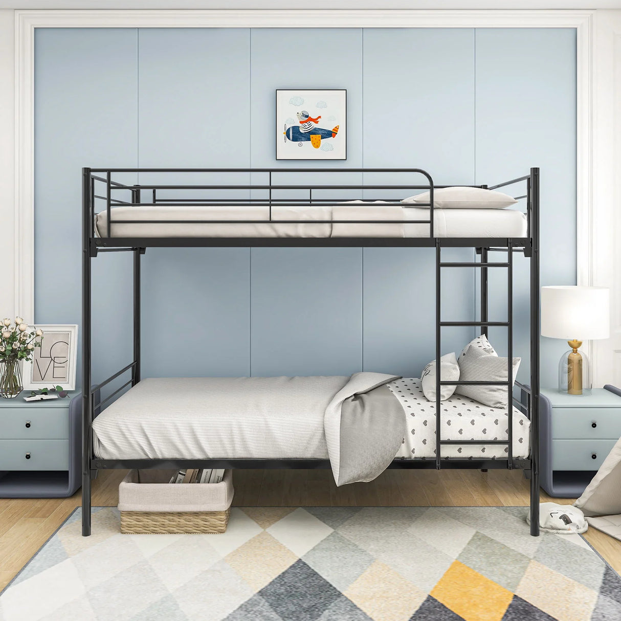 Space Saving Bunk Bed With Metal Frame And Ladder - Furniture Home Direct