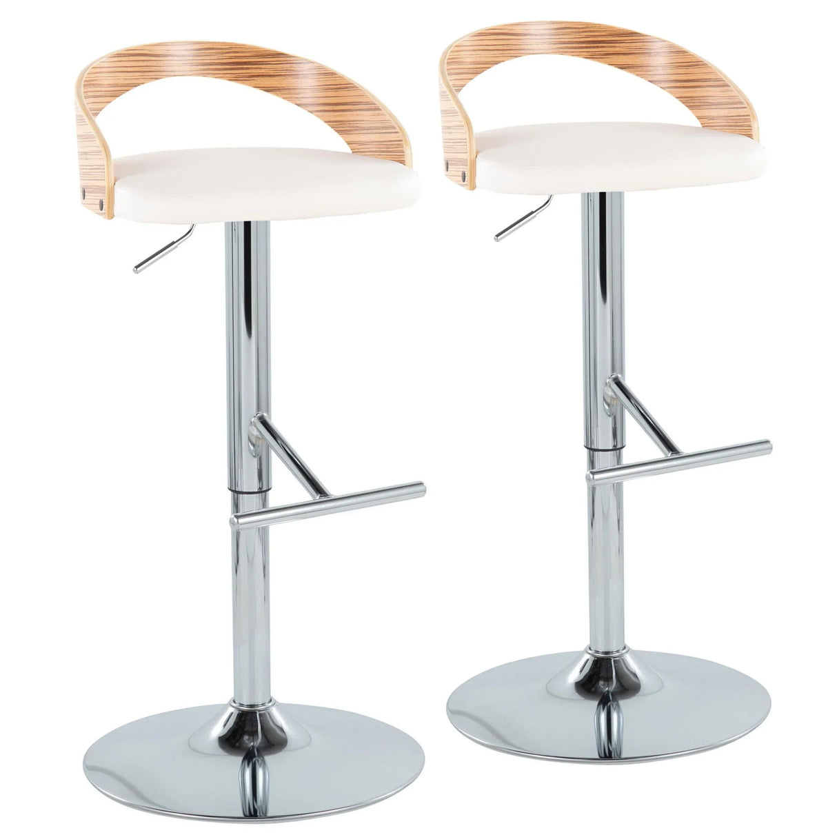 Grotto - Contemporary Adjustable Height Barstool With Swivel With Straight T Footrest (Set of 2) - Furniture Home Direct