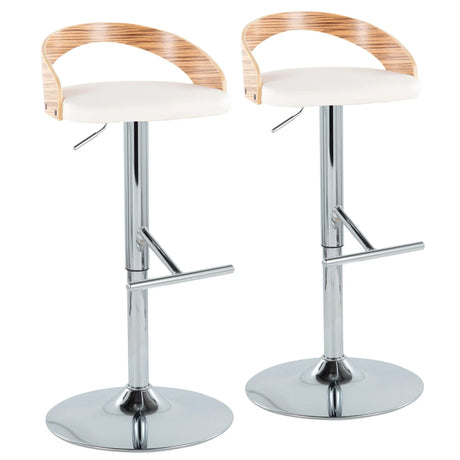 Grotto - Contemporary Adjustable Height Barstool With Swivel With Straight T Footrest (Set of 2) - Furniture Home Direct