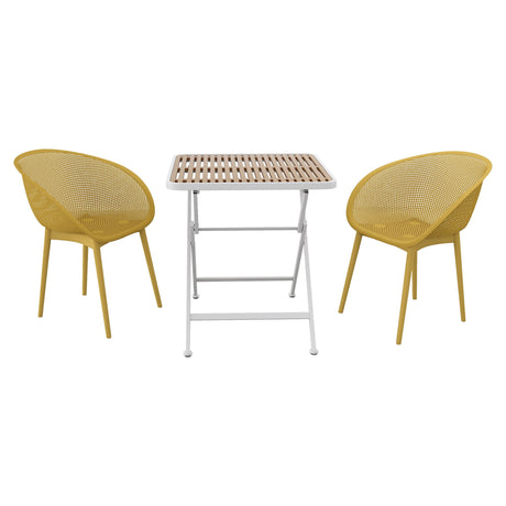 2-Piece All-Weather Lounge Chair Set with Folding Table