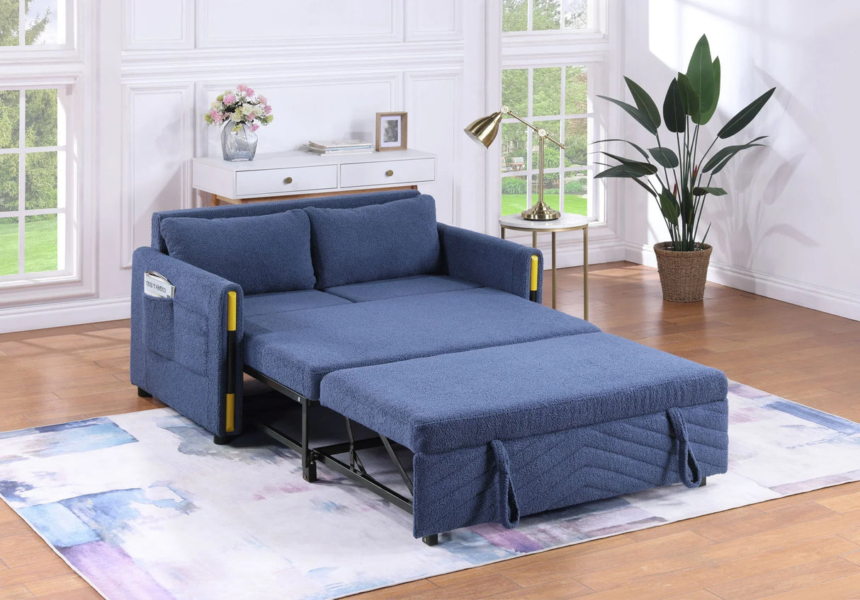 Percy - Teddy Velvet Sleeper Loveseat With Dual-Pull Sleeper Design - Furniture Home Direct