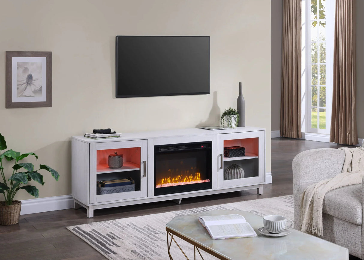 Summit - TV Stand Console With Fireplace - White Walnut Finish - Furniture Home Direct