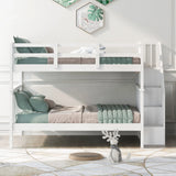 Stairway Bunk Bed With Storage And Guard Rail For Bedroom - Furniture Home Direct