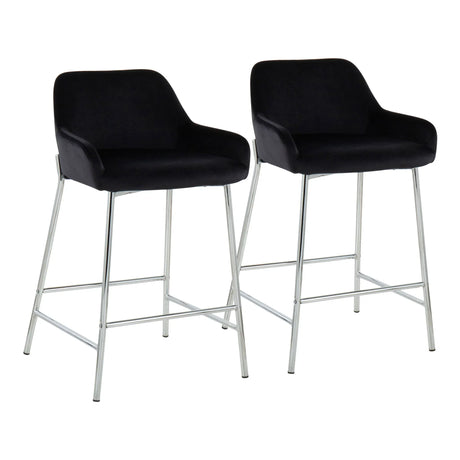 Daniella - Contemporary Fixed Height Counter Stool With Metal Legs (Set of 2) - Furniture Home Direct