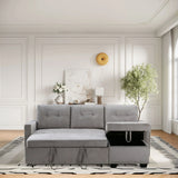 Reversible Sectional Storage Sleeper Sofa Bed, L-Shape 2 Seat Sectional Chaise With Storage, Skin-Feeling Velvet Fabric - Furniture Home Direct