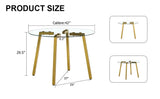 Dining Table Round Glass Top With Gold Legs Transparent - Furniture Home Direct