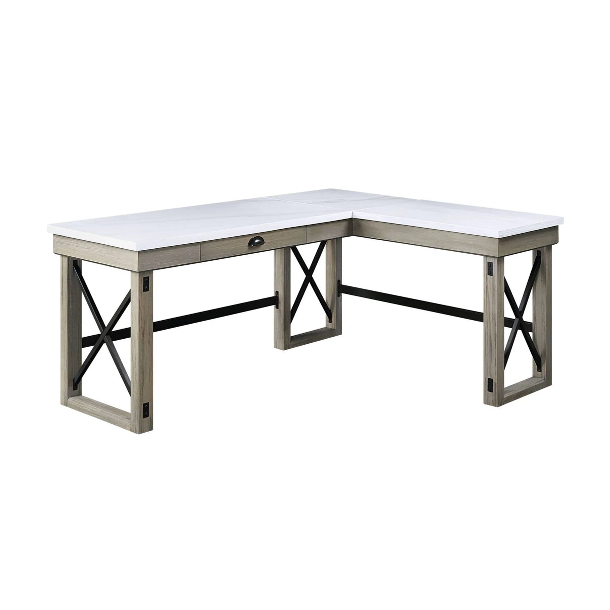 Talmar - Marble Top & Rustic Writing Desk With Lift Top - Oak - Furniture Home Direct
