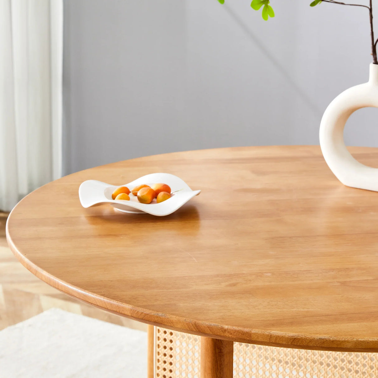 Round Dining Table Solid Wood Countryside Retro Natural - Furniture Home Direct