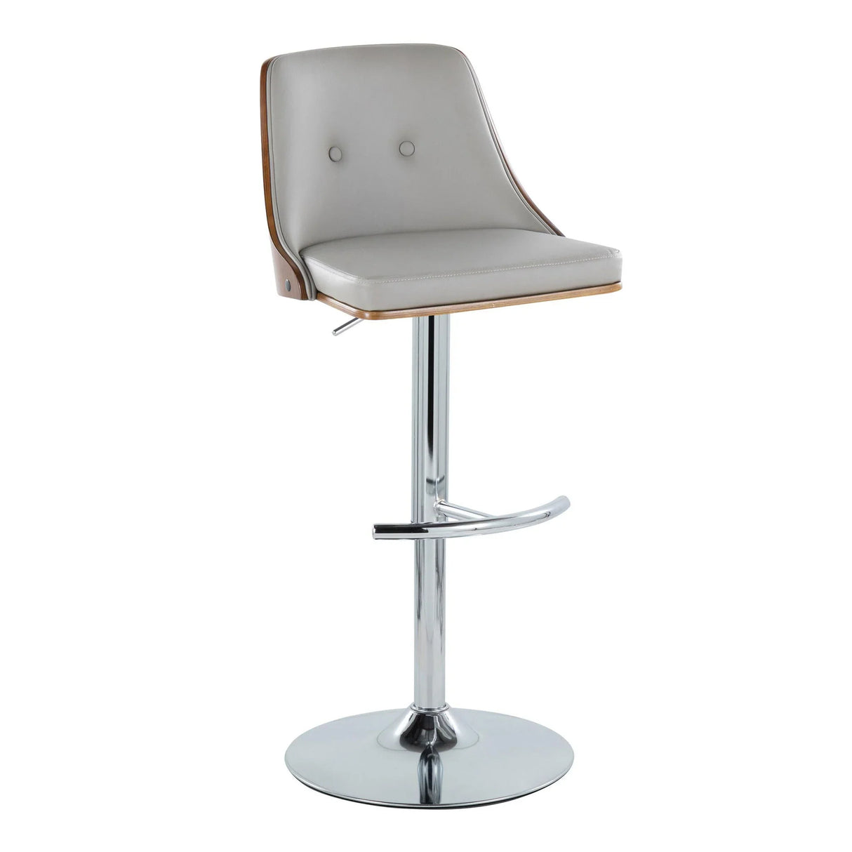 Gianna - Mid Century Modern Adjustable Barstool With Swivel With Rounded T Footrest (Set of 2) - Furniture Home Direct