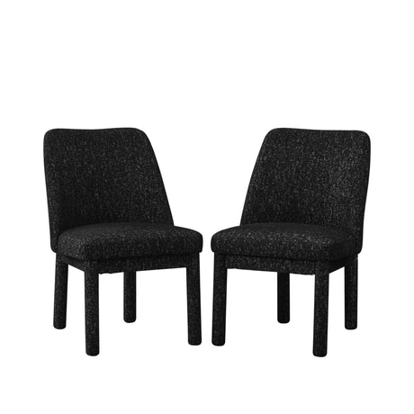 Wide Minimalist Chenille Dining Chairs Set of 2 Gray