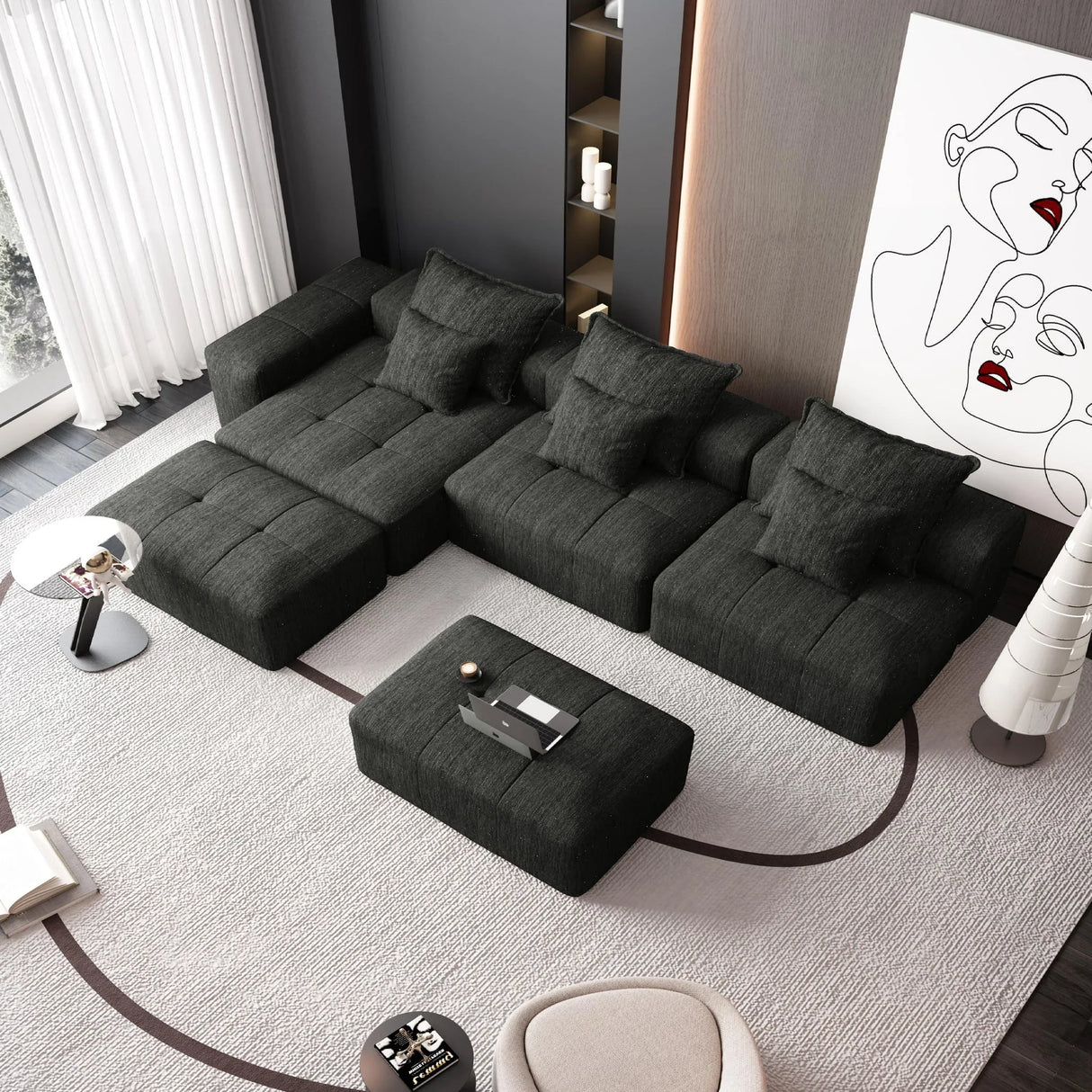 Modern Oversized Diy Combination Modular Sectional Sofa With Pillows - Furniture Home Direct