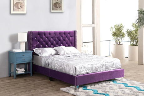 Upholstered Nailhead Trim Chic Bed - Furniture Home Direct
