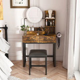 Makeup Vanity Table With LED Lights, 3 Color Options, Power Outlet - Furniture Home Direct
