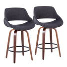 Fabrico - Mid Century Modern Fixed Height Counter Stool & Round Footrest (Set of 2) - Furniture Home Direct