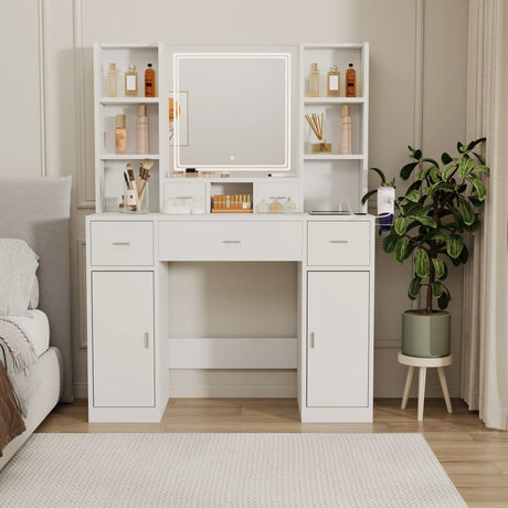 43.31" Newly Designed Smart Mirror Dressing Table With Drawers And Storage Cabinet, Dressing Table With Dressing Pad For Bedroom, Dressing Room - Furniture Home Direct