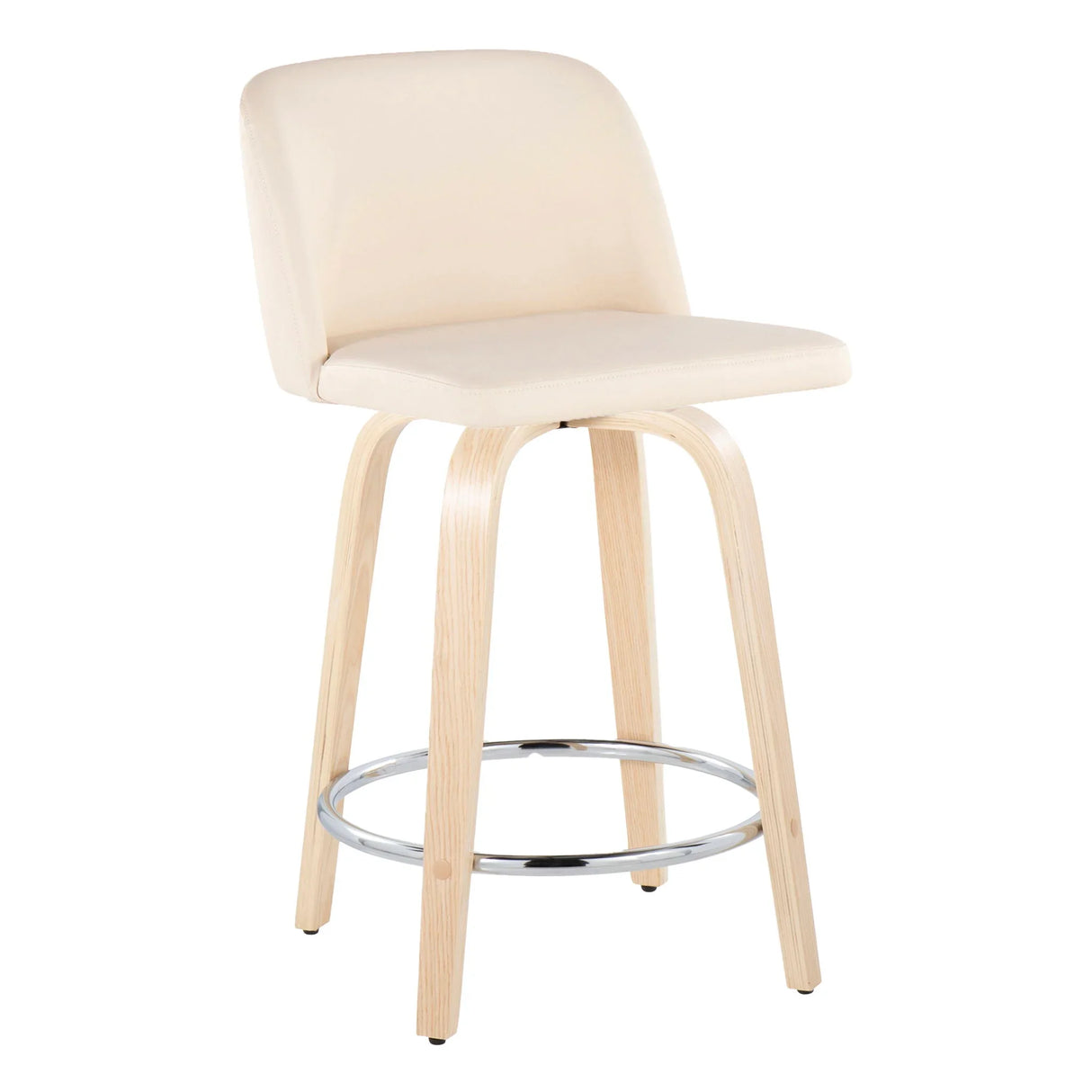 Toriano - Contemporary Fixed Height Counter Stool & Swivel And Round Footrest (Set of 2) - Furniture Home Direct
