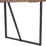 Dining Table Herringbone Wood Top And Metal Base Black - Furniture Home Direct
