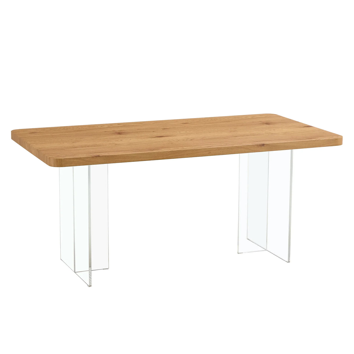 Dining Table With Wooden Top And Clear Acrylic Legs Natural - Furniture Home Direct