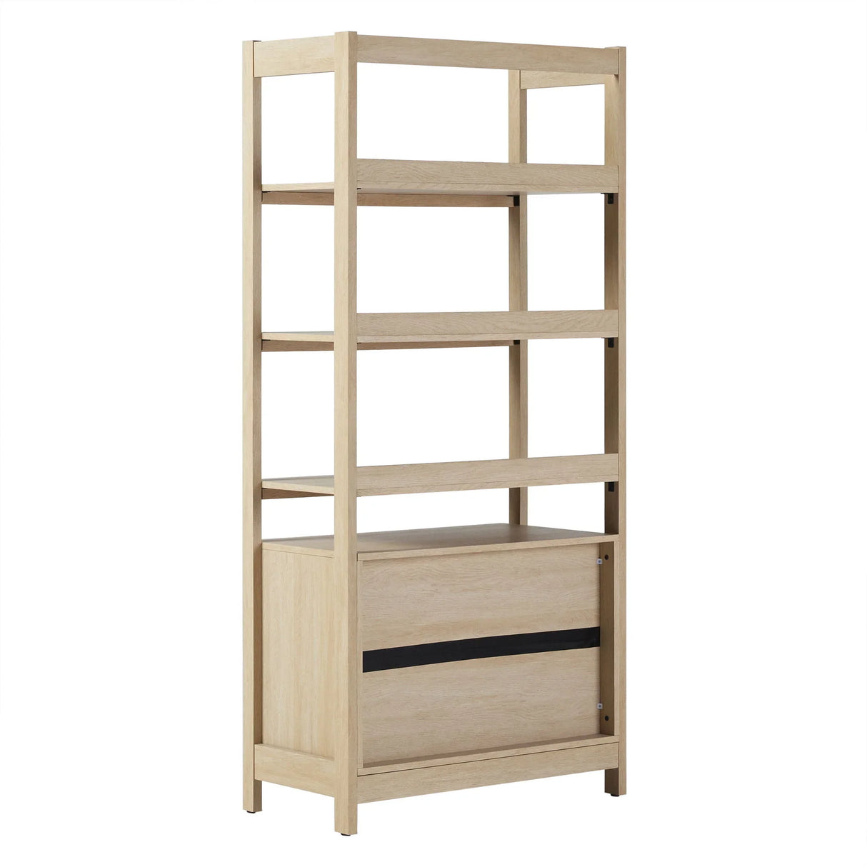 Transitional Wide Reeded Bookshelf With Drawers On Bottom - Furniture Home Direct