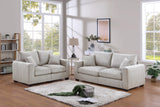 Classic Living Room Set With Pillows - Ivory - Furniture Home Direct