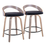 Grotto - Contemporary Fixed Height Counter Stool & Swivel With Round Footrest (Set of 2) - Furniture Home Direct