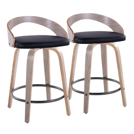 Grotto - Contemporary Fixed Height Counter Stool & Swivel With Round Footrest (Set of 2) - Furniture Home Direct