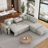Sectional Sofa L-Shaped Sofa Couch Pull-Out Sofa Bed With A Movable Ottoman, Two USB Ports And Two Cup Holders For Living Room - Furniture Home Direct