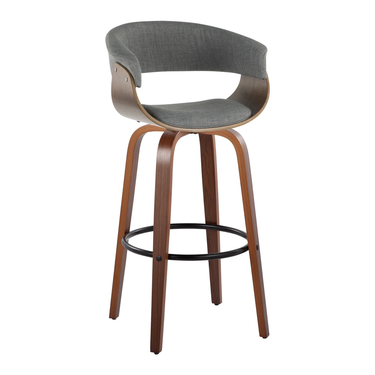 Vintage Mod - Mid Century Modern Fixed Height Barstool With Swivel & Round Footrest (Set of 2) - Furniture Home Direct