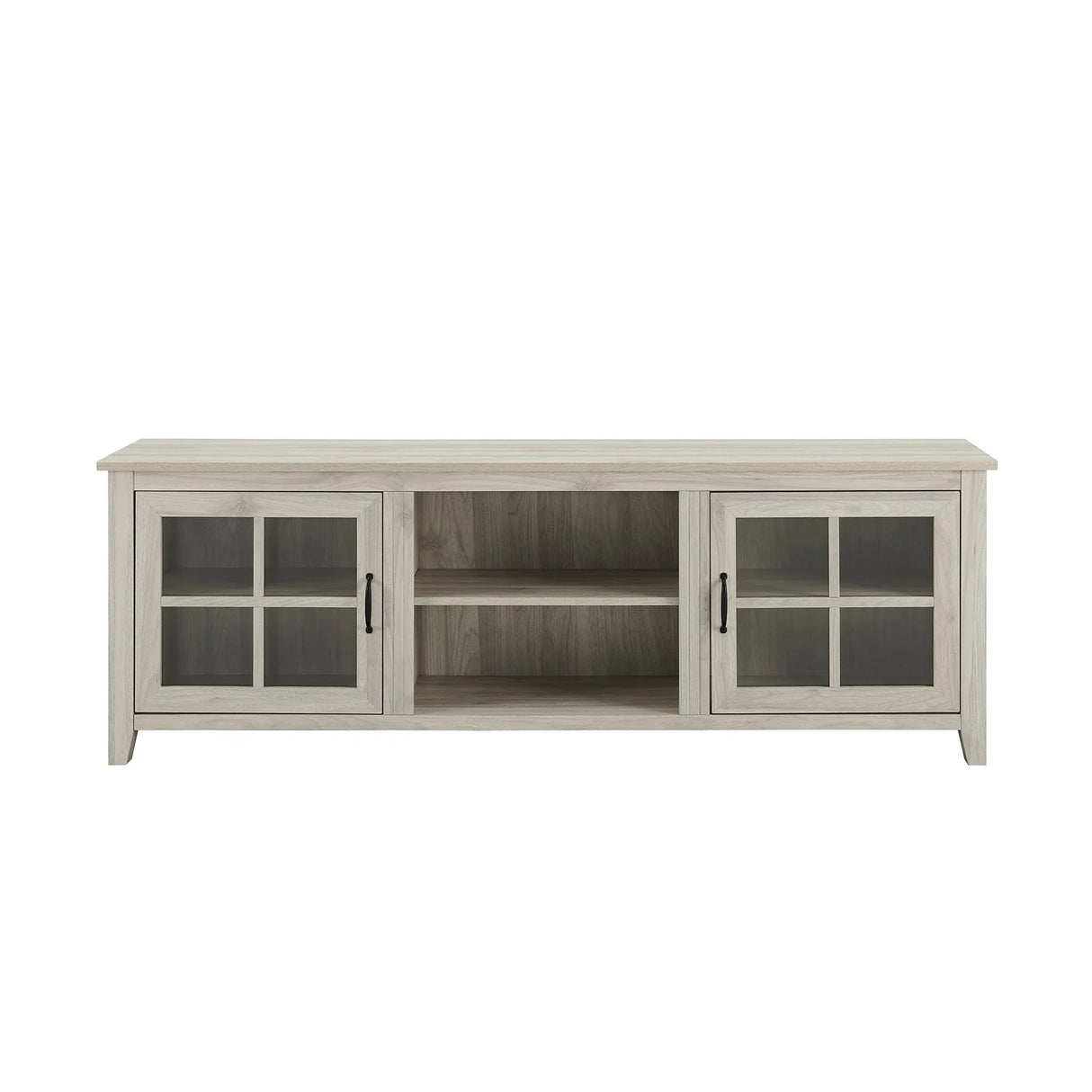 Modern Farmhouse 2 Door Glass Windowpane 70" TV Stand For 80" TVs - Furniture Home Direct