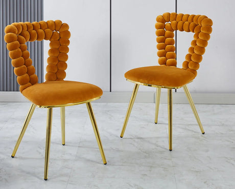 Modern Chair With Iron Tube Legs, Soft Cushions And Comfortable Backrest, Suitable For Dining Room, Living Room, Cafe, Hairball Back - Furniture Home Direct