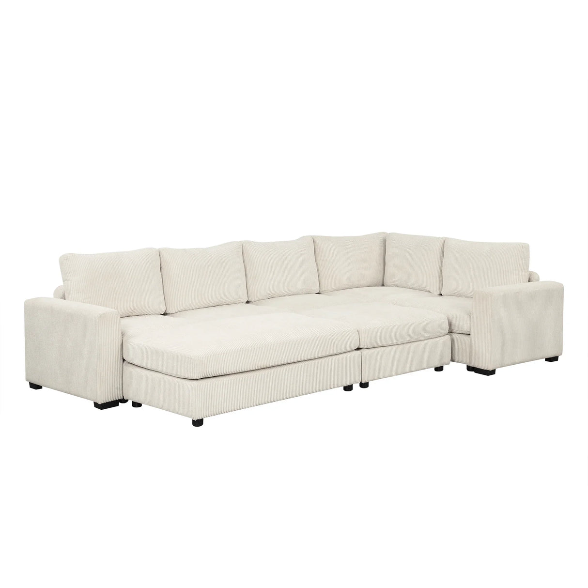 121.3" Modular Sleeper Sectional - Beige - Furniture Home Direct