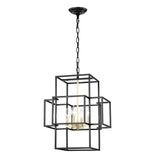 4 Light Metal Lantern Tiered Pendant Hanging Light Fixtures, Industrial Farmhouse Adjustable Height Chandeliers For Dining Room Hallway Foyer Entryway (E12 Bulbs Not Included) - Furniture Home Direct