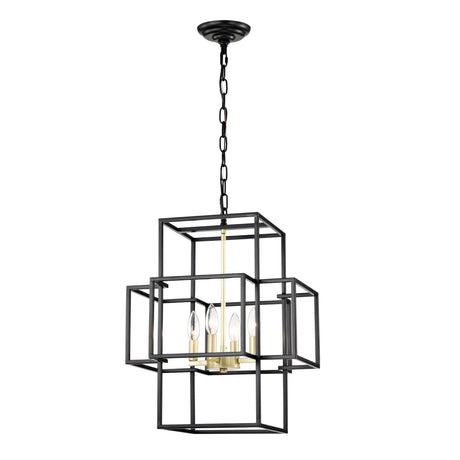 4 Light Metal Lantern Tiered Pendant Hanging Light Fixtures, Industrial Farmhouse Adjustable Height Chandeliers For Dining Room Hallway Foyer Entryway (E12 Bulbs Not Included) - Furniture Home Direct