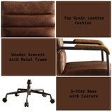 Harith - Retro Top Grain Leather Office Chair - Furniture Home Direct
