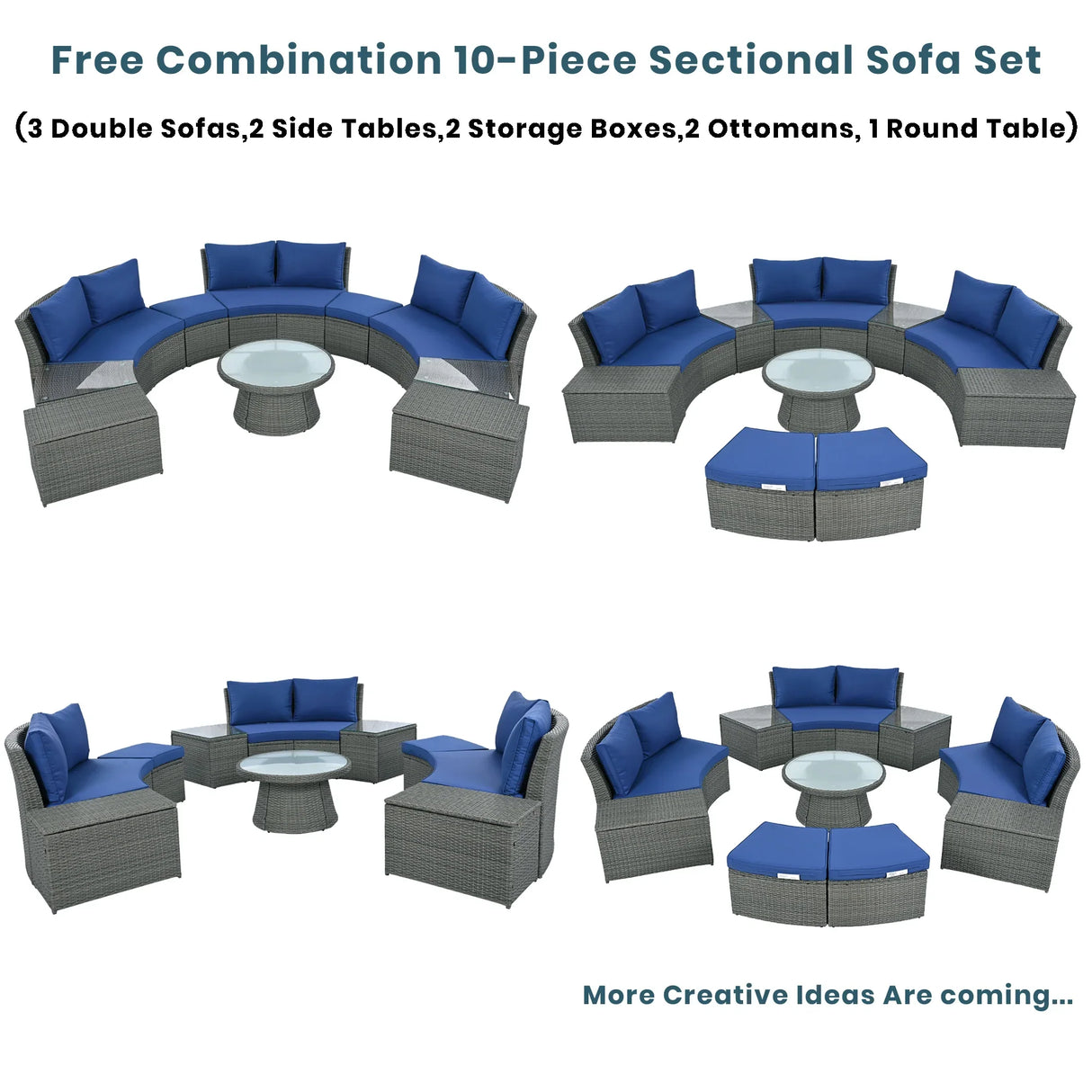 Semi-Circle Outdoor Sectional Set - Furniture Home Direct