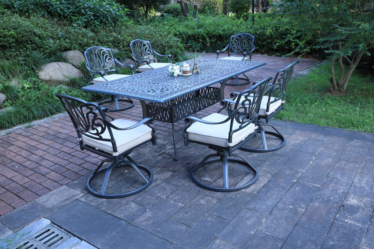 Rectangular Long Dining Set With Sunbrella Cushions - Furniture Home Direct