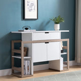 Modernize Kitchen Buffet Organizing Cabinet With 4 Shelves - White / Dark Taupe - Furniture Home Direct