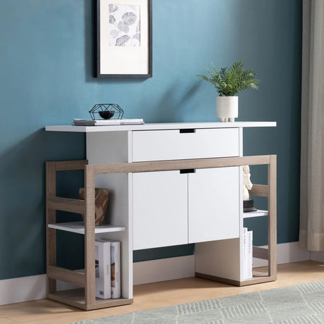 Modernize Kitchen Buffet Organizing Cabinet With 4 Shelves - White / Dark Taupe - Furniture Home Direct