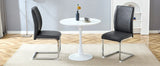 Dining Set Round Table With Black PU Leather Chairs White - Furniture Home Direct