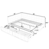 Mid-Century Storage Upholstered Tufted Bed Frame With Backrest And Armrests - Furniture Home Direct