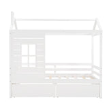 Twin Size Classic House Bed With 2 Drawers - White - Furniture Home Direct